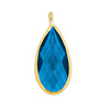 Glasanhänger mit Metallfassung, Tropfen 11x20mm, gold, Blue Indicolite