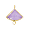 Connector mit 2 Ösen, Fächer 14x19mm, gold, Amethyst