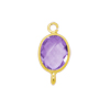 Connector mit 2 Ösen, Oval 9x11mm, gold, Amethyst