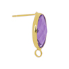 Ohrstecker mit Metallfassung, Oval 10x14mm, gold, Amethyst