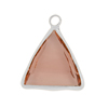 Glasanhänger mit Metallfassung, Triangel ~16x16mm, silber, pfirsich