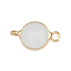 Connector mit 2 Ösen, Kreis ~9mm, gold, opalweiß