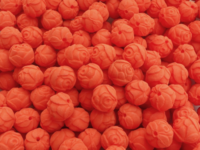 matte rost Rote bis Orange Glasperlen in Rosenform