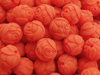 matte rost Rote bis Orange Glasperlen in Rosenform - Nahaufn