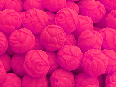 pinke Glasperlen Rosen - Nahaufnahme