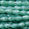 1 Strang (~100 Stk) facettierte Tropfen, ~3x4mm - Grüntürkies glänzend
