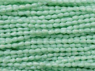 kleine, mintgrüne, facettierte Glasperlentropfen 3x4mm