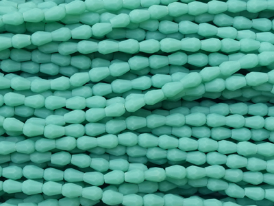 kleine, mintgrüne, matte, facettierte Glasperlentropfen 3x4m