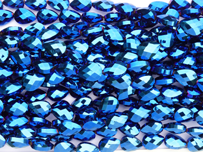 flache Tropfen Mittelteile für Ohrringe, Metalic Blue