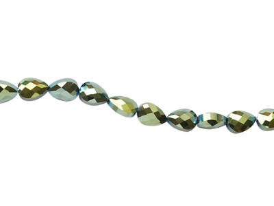 grüne flache Glasperlen Tropfen 10x14mm