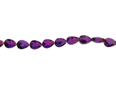 flache Glasperlen Tropfen 13x18mm, Metalic Purple