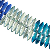 1 Strang (60 Stück) Dagger Glasperlen 5x16mm Farbenmix Blau