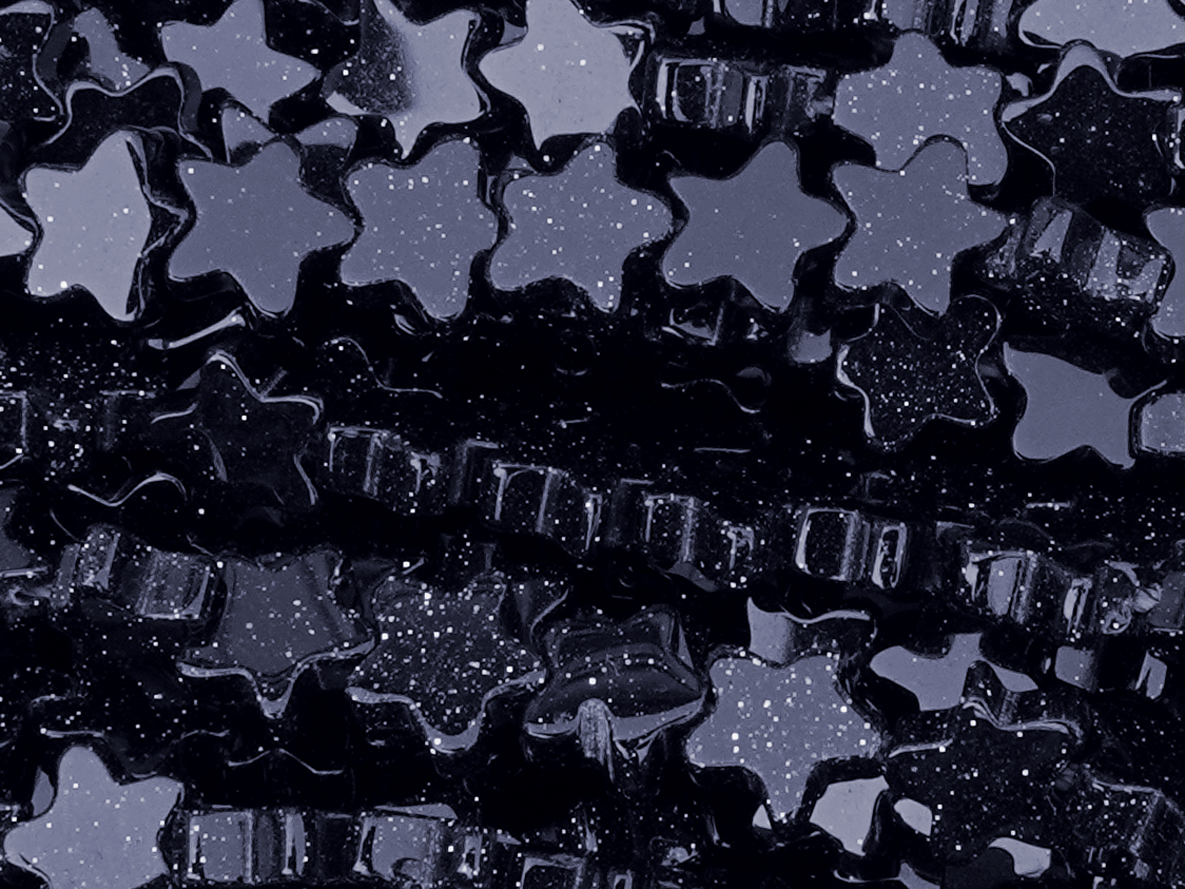 sternförmige, dunkelblaue Blaufluss Perlen 6mm zum Schmuckma