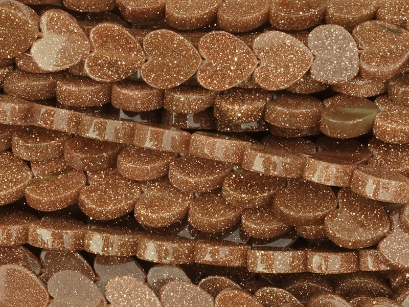 herzförmige Goldfluss Perlen 6mm zum Schmuckmachen - Nahaufn