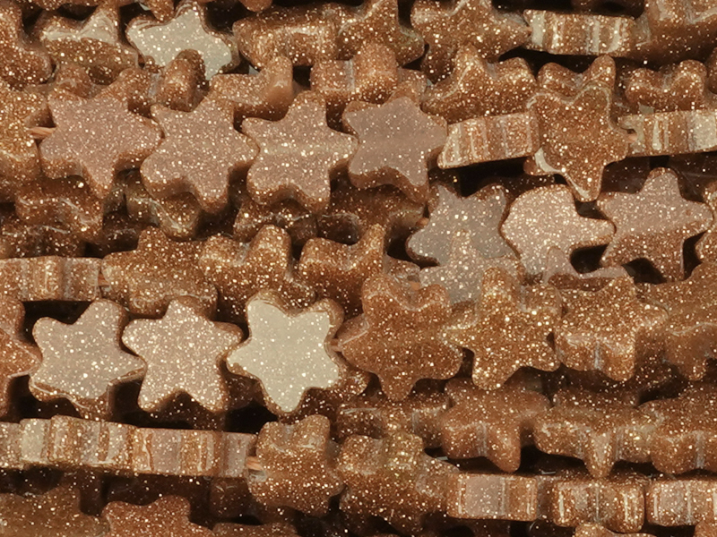 sternförmige Goldfluss Perlen 6mm zum Schmuckmachen - Nahauf