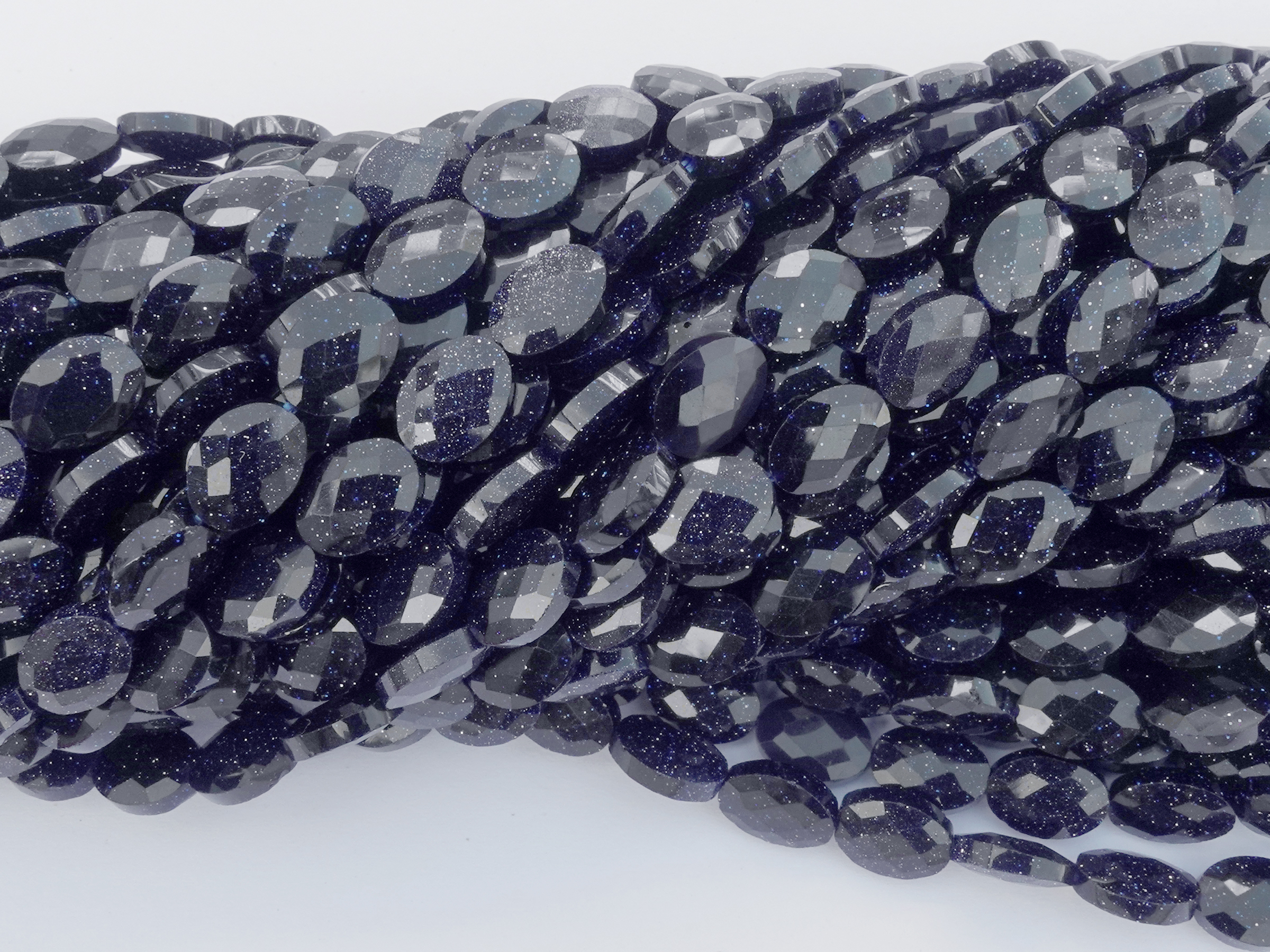 facettierte, geschliffene blaue Goldfluß Perlen 8x6mm