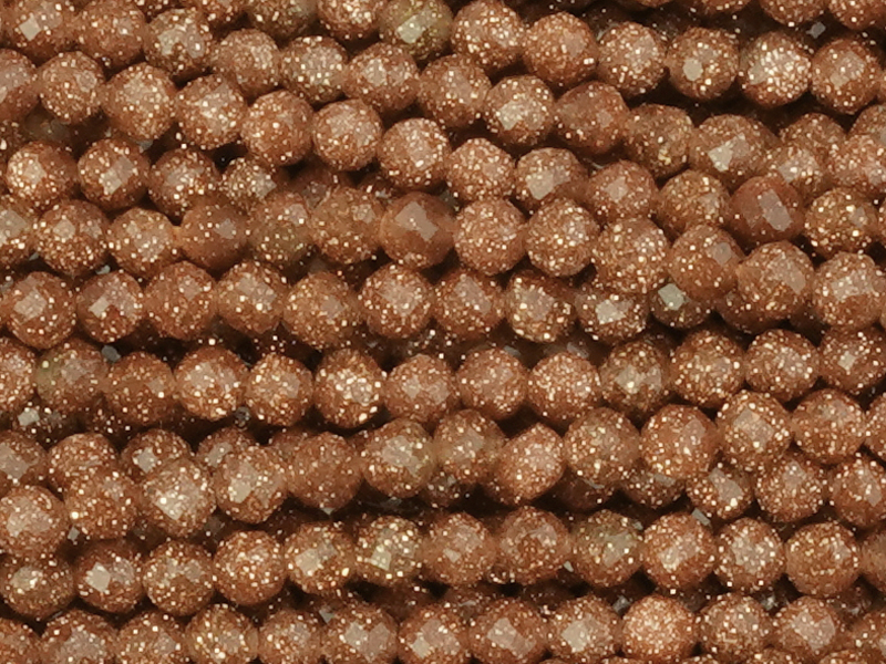 facettierte Goldfluss Perlen 2mm zum Schmuckmachen - Nahaufn