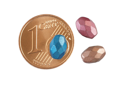 facettierte Oliven 8x6mm, Bild mit Größenvergleich