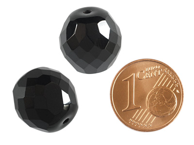 große schwarze facettierte Glasperle 14mm, Bild 2