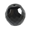 rund facettierte Glasperle 14mm, Schwarz opak glänzend