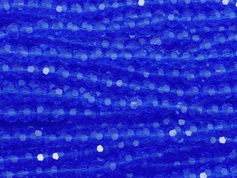 facettierte Glasperlen 4mm, Farbe: blau transparent