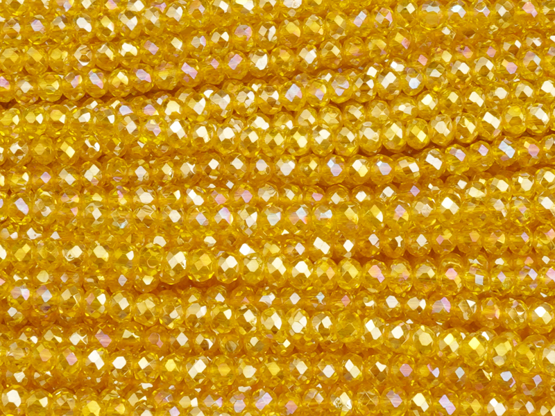 facettierte gelbe Glasperlen, Rondellen ca. 3x2mm