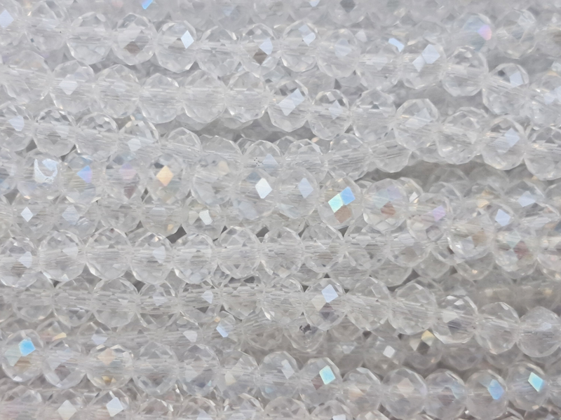 facettierte Rondellperlen, Farbe: Kristall mit AB