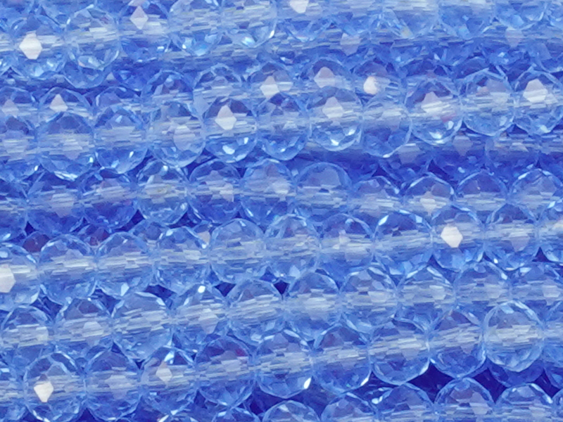 facettierte Glasperlen rondellenförmig, Farbe: blau - Nahauf