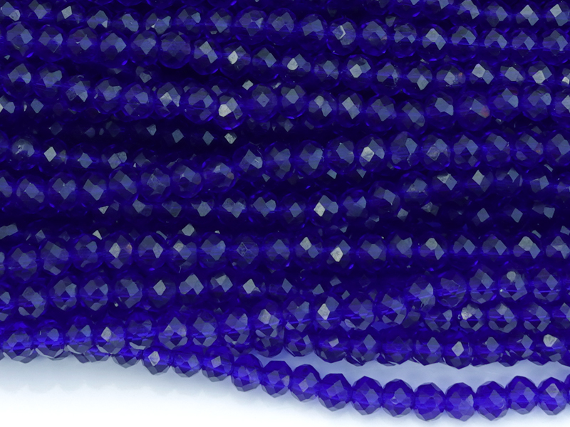 facettierte Rondellperlen, Farbe: transparentes dunkelblau
