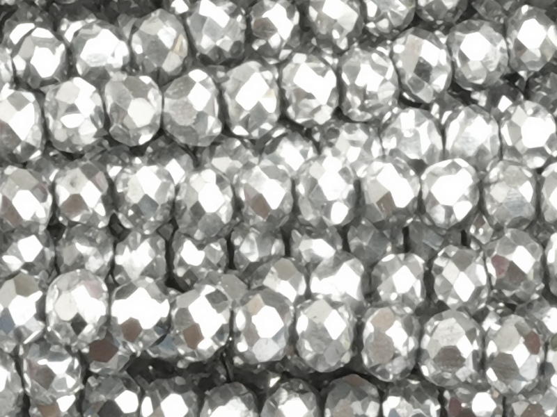 facettierte Glasperlen rondellenförmig, Farbe: Silber - Naha
