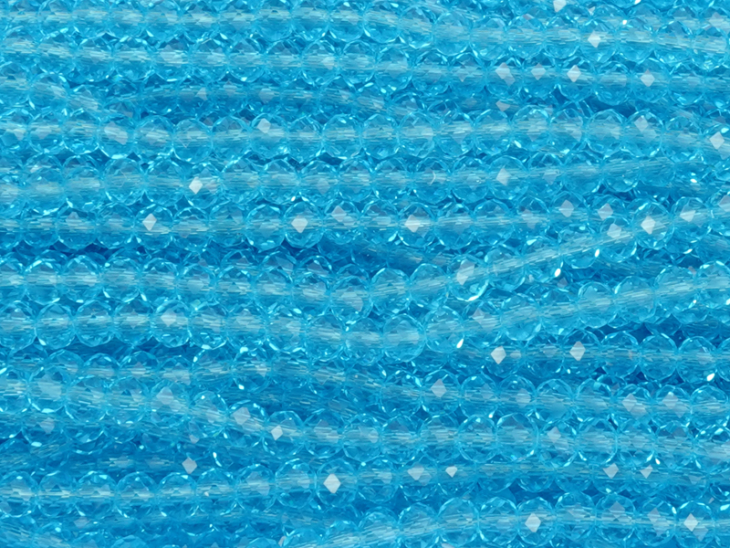 facettierte Rondellperlen, Farbe: transparentes türkisblau