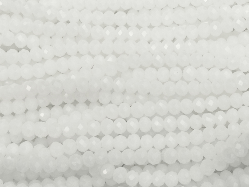 facettierte Rondellperlen, Farbe: weiße jade
