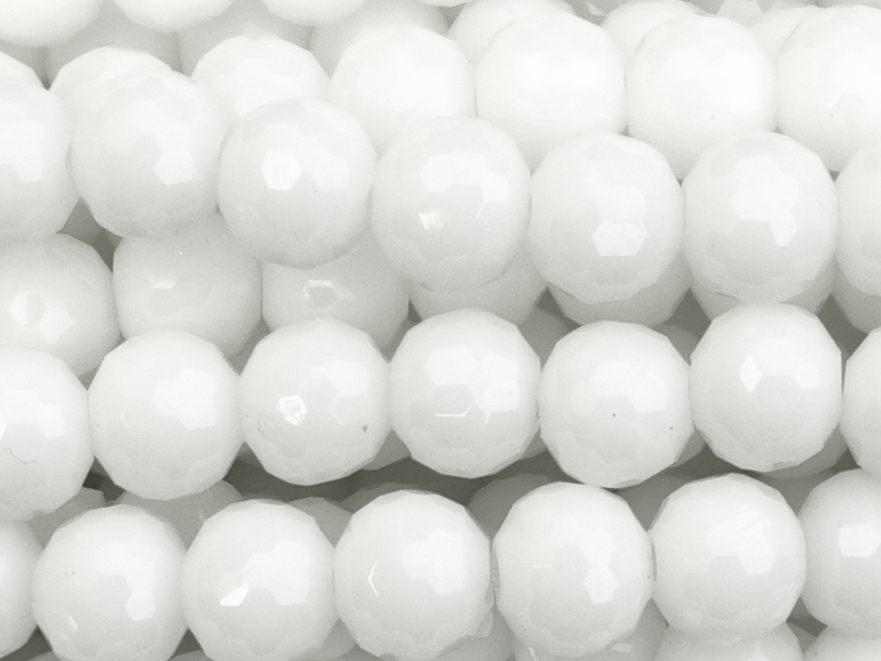 facettierte Glasperlen 6mm, Farbe: weiß glänzend - Nahaufnah
