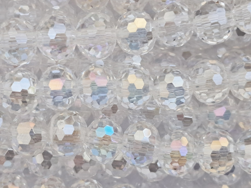 facettierte Glasperlen 6mm, Farbe: Kristall mit AB - Nahaufn