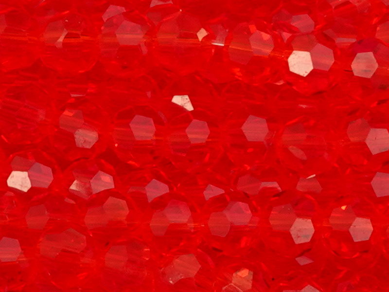 facettierte Glasperlen 4mm, Farbe: rot transparent - Nahaufn