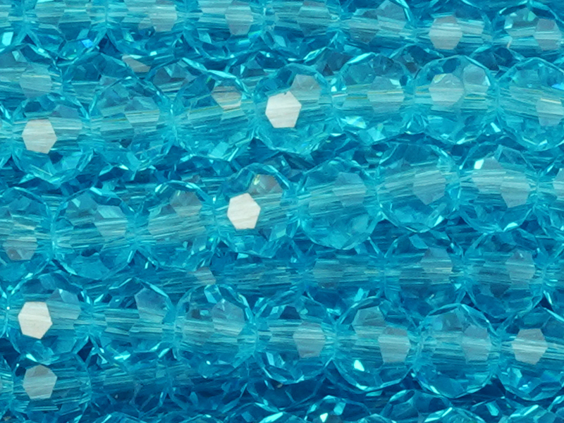 facettierte Glasperlen 4mm, Farbe: türkisblau transparent -