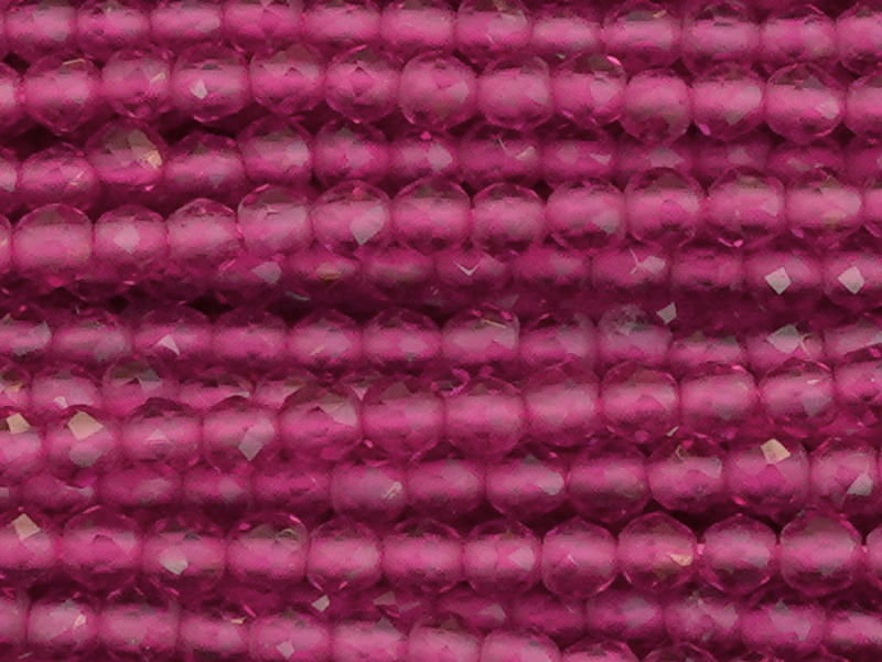 geschlilffene runde Glasperlen 2mm, Farbe: Fuchsia - Nahaufn