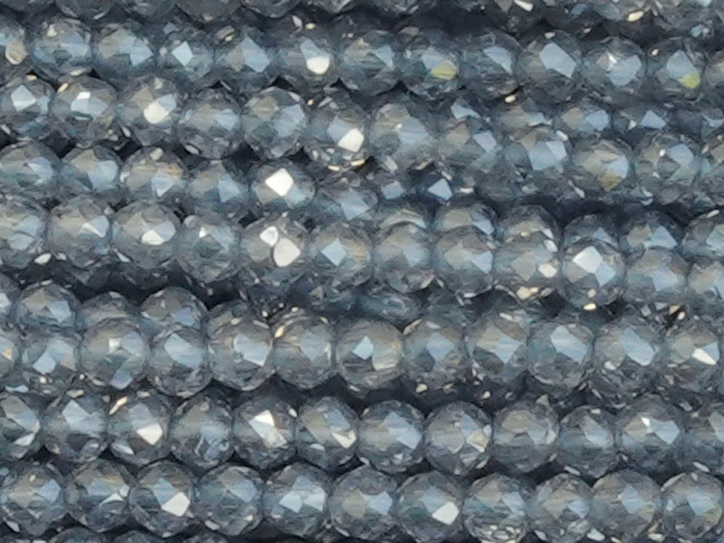 geschlilffene runde Glasperlen 2mm, Farbe: Indian Sapphire -