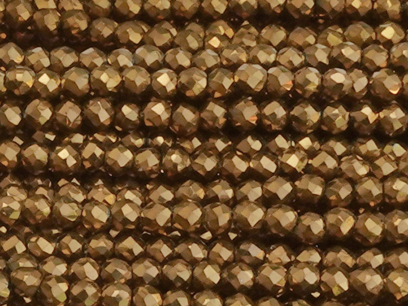 geschlilffene runde Glasperlen 2mm, Farbe: Kupfer - Nahaufna