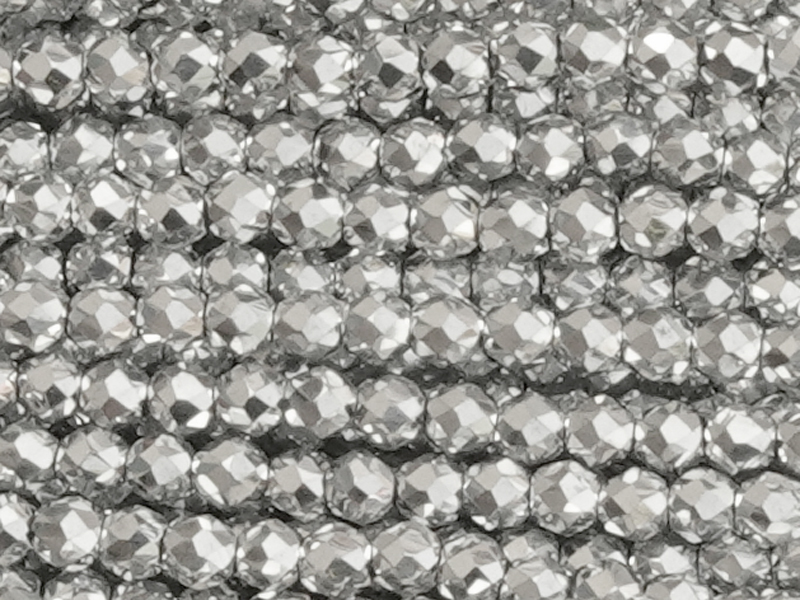 geschlilffene runde Glasperlen 2mm, Farbe: Silber - Nahaufna