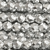 1 Strang (~180 Stk) facettierte Perlen, rund ~2mm, Silber