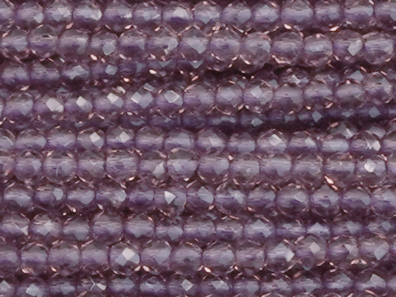 geschlilffene runde Glasperlen 2mm, Farbe: Amethyst - Nahauf