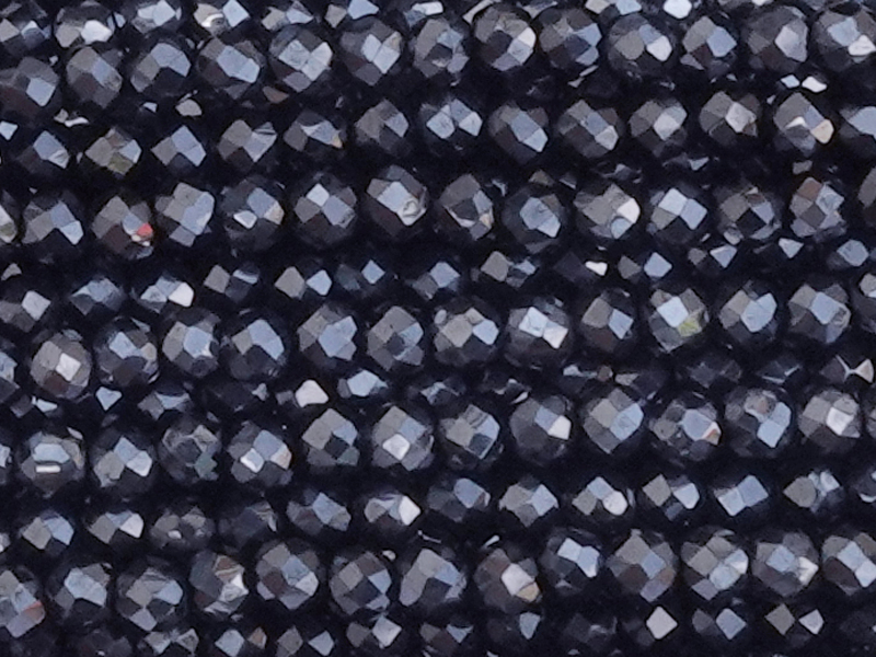 geschlilffene runde Glasperlen 2mm, Farbe: blauer Hematit - 