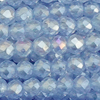 1 Strang (~185 Stk) facettierte Perlen, rund ~2mm, Hellblau mit AB
