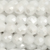 1 Strang (~189 Stk) facettierte Perlen, rund ~2mm, Weiß mit Luster