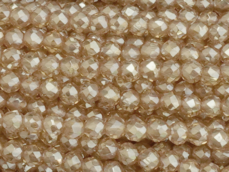 geschlilffene runde Glasperlen 2mm, Farbe: golden shadow - N