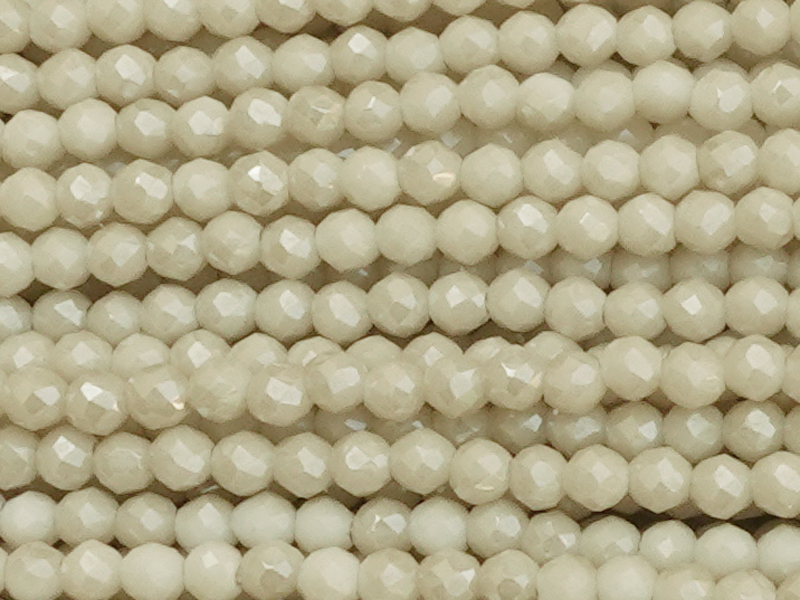 geschlilffene runde Glasperlen 2mm, Farbe: helles beige - Na