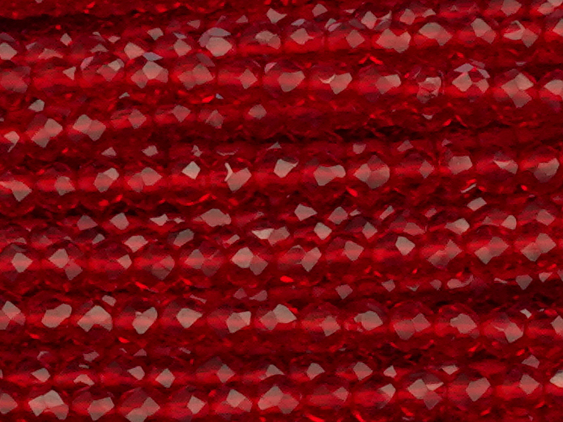 geschlilffene runde Glasperlen 2mm, Farbe: rot - Nahaufnahme