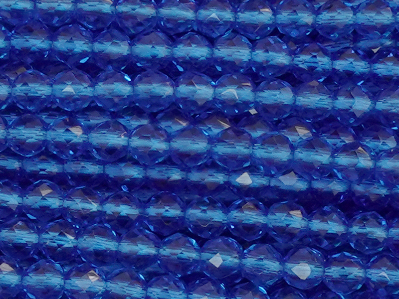 facettierte Glasperlen rund 3mm, Farbe: Capri Blue - Nahaufn