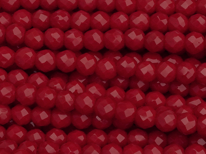 facettierte Glasperlen rund 3mm, Farbe: dunkles opakrot - Na